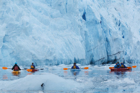 Kayaking in front of Barry Glacier