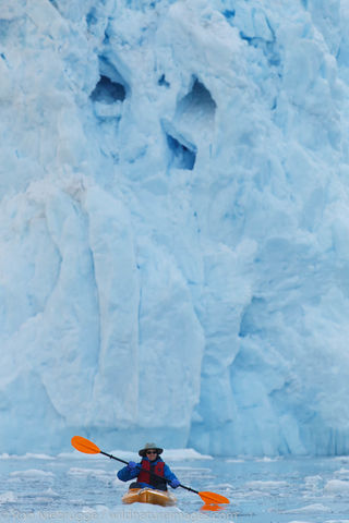 Kayaking in front of Barry Glacier