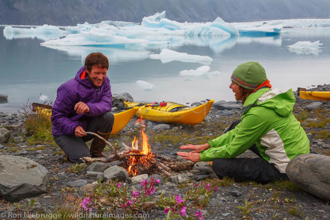 Camping in Bear Glacier Lagoon