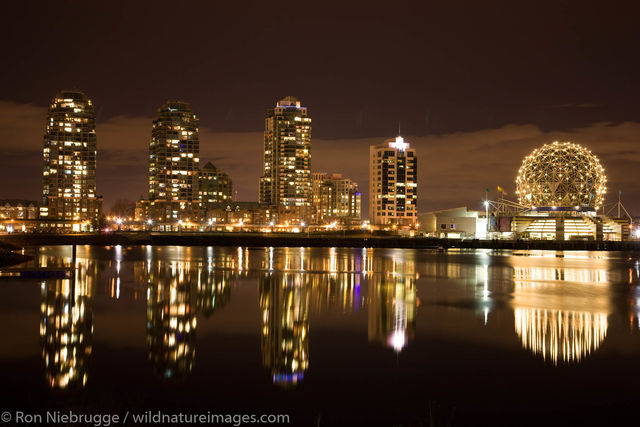 The city skyline of Vancouver and Science World