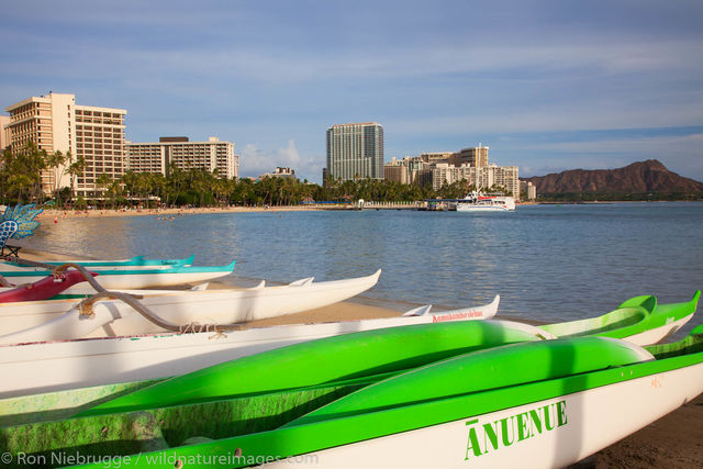 Kayaks along Waikiki, Honolulu, Hawaii
