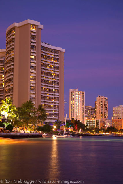Waikiki Beach at Night, Honolulu, Hawaii