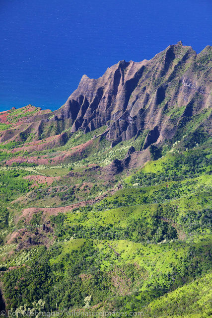 Aerial of Na Pali Coast, Kauai, Hawaii