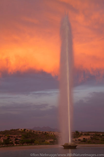 The fountain at sunset