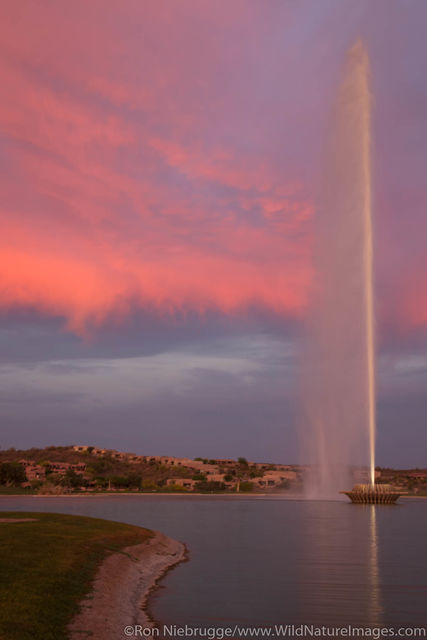 The fountain at sunset