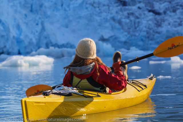 Kayaking in front of Barry Glacier