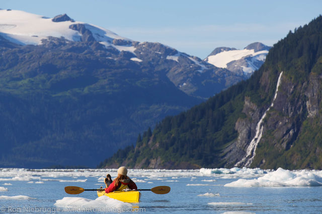 Kayaking in front of Barry Glacier