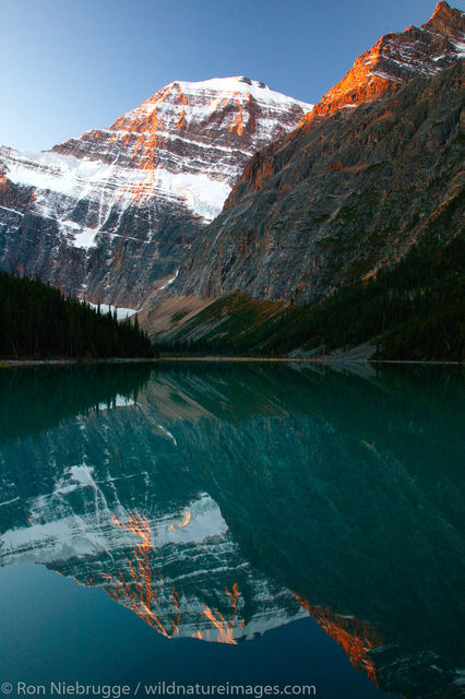 Mt. Edith Cavell reflects into Cavell Lake