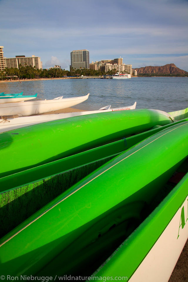 Kayaks along Waikiki, Honolulu, Hawaii Ron Niebrugge Photography