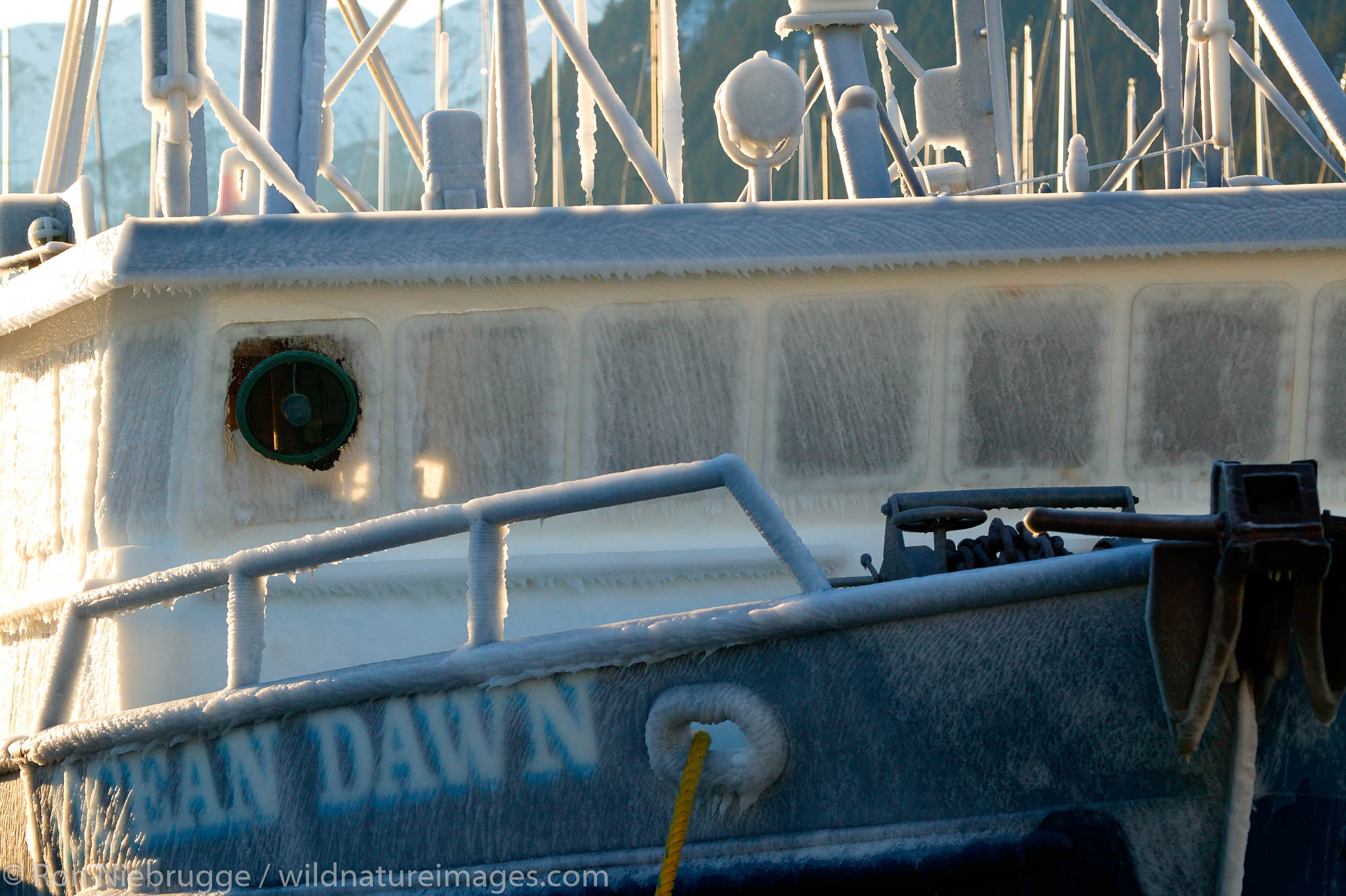 Fishing Boat Ice on the fishing vessel Ocean Dawn, Seward, Alaska.