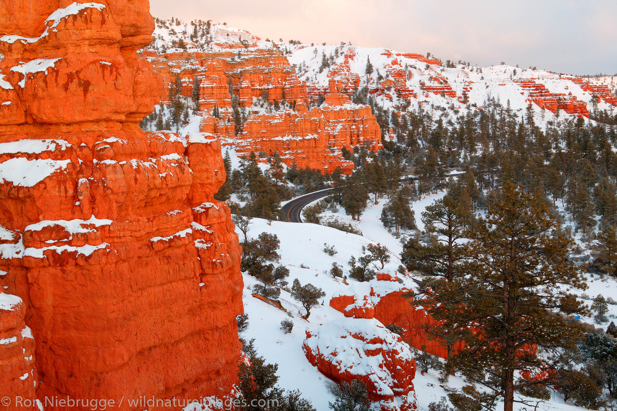 Scenic Byway highway 12, Red Canyon in the winter, Dixie National Forest, Utah.