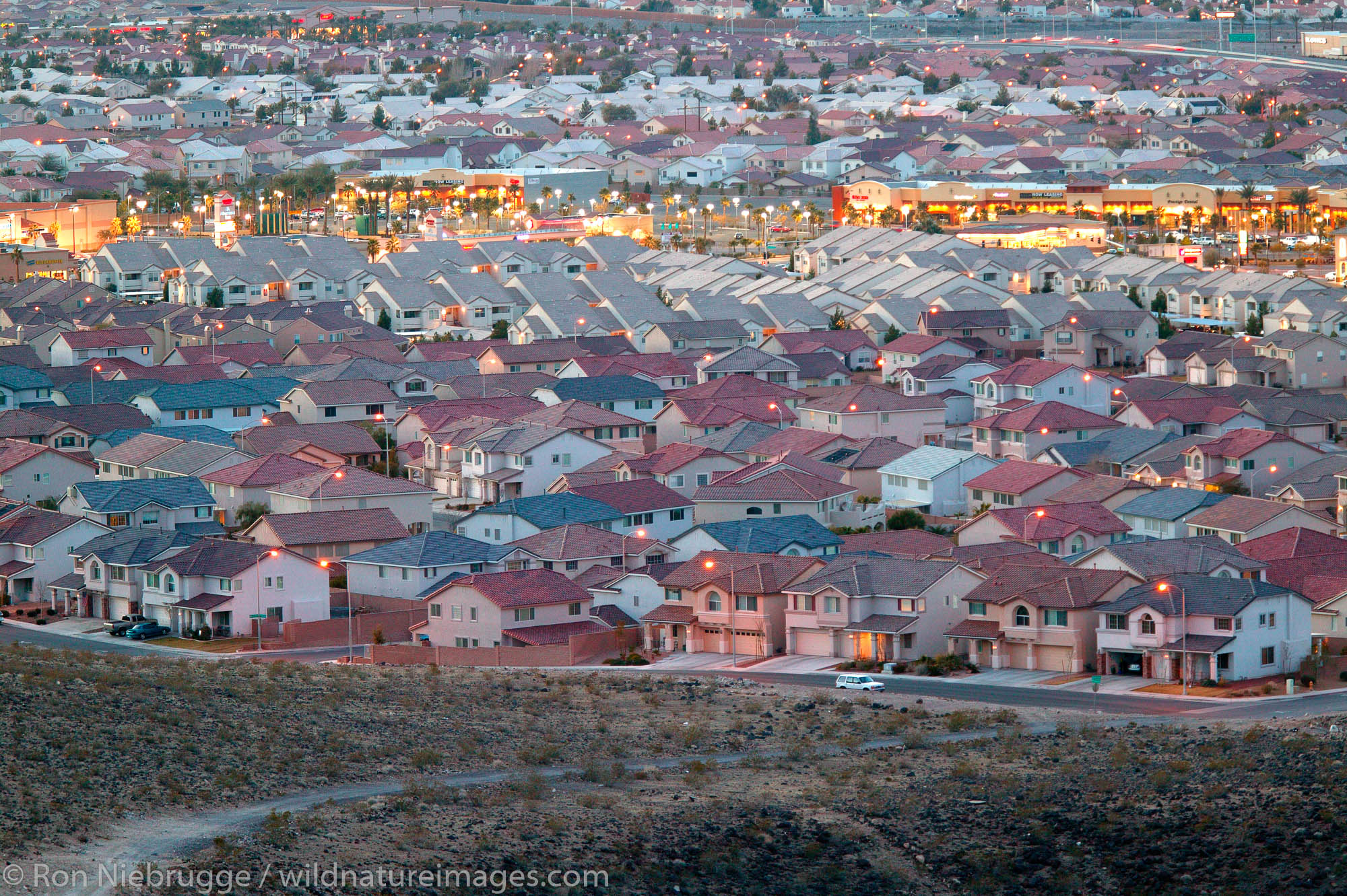 Las Vegas, Nevada The edge of the urban sprawl, Las Vegas, Nevada.