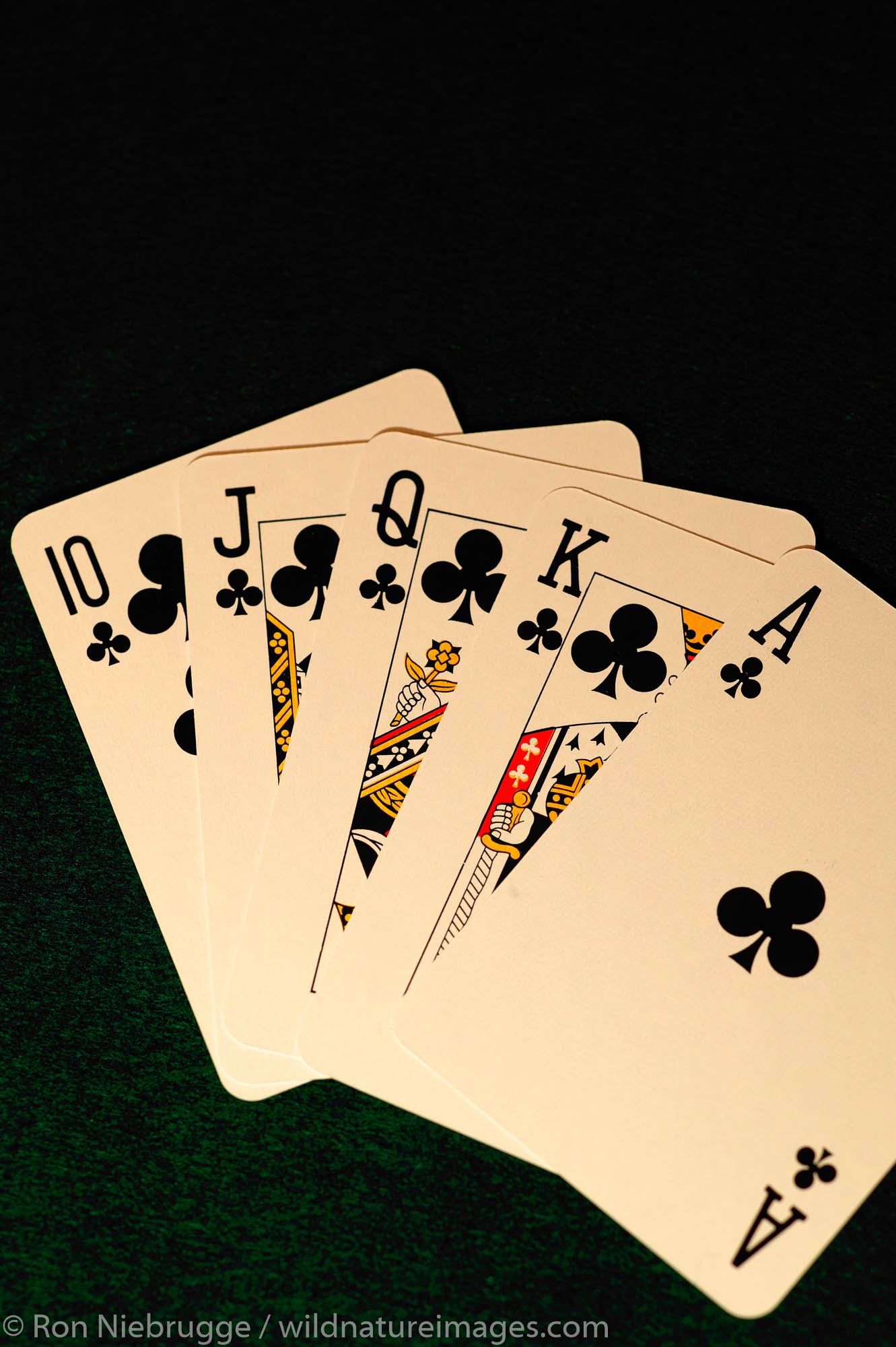 Royal flush, the best possible five card hand in poker.