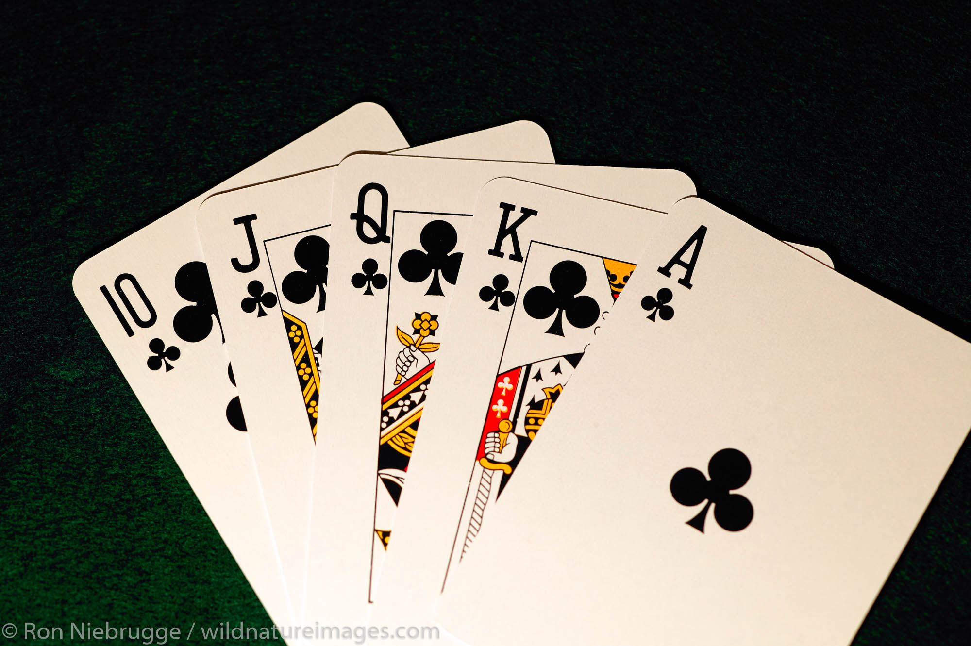 Royal flush, the best possible five card hand in poker. 
