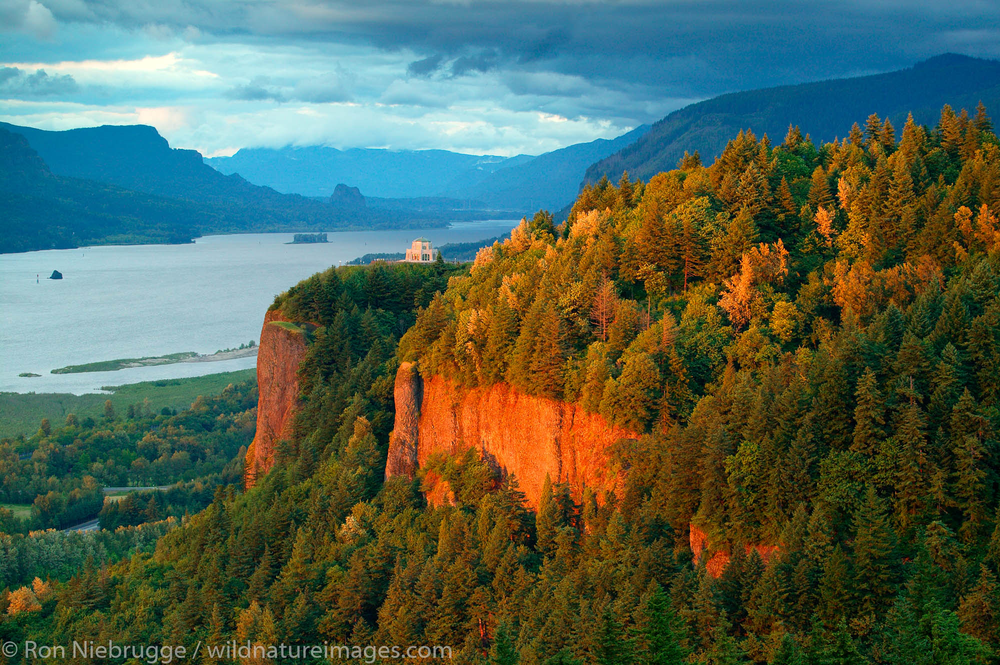 The Vista House at Crown Point State park along the Historic Columbia River Highway, Columbia River Gorge National Scenic Area...
