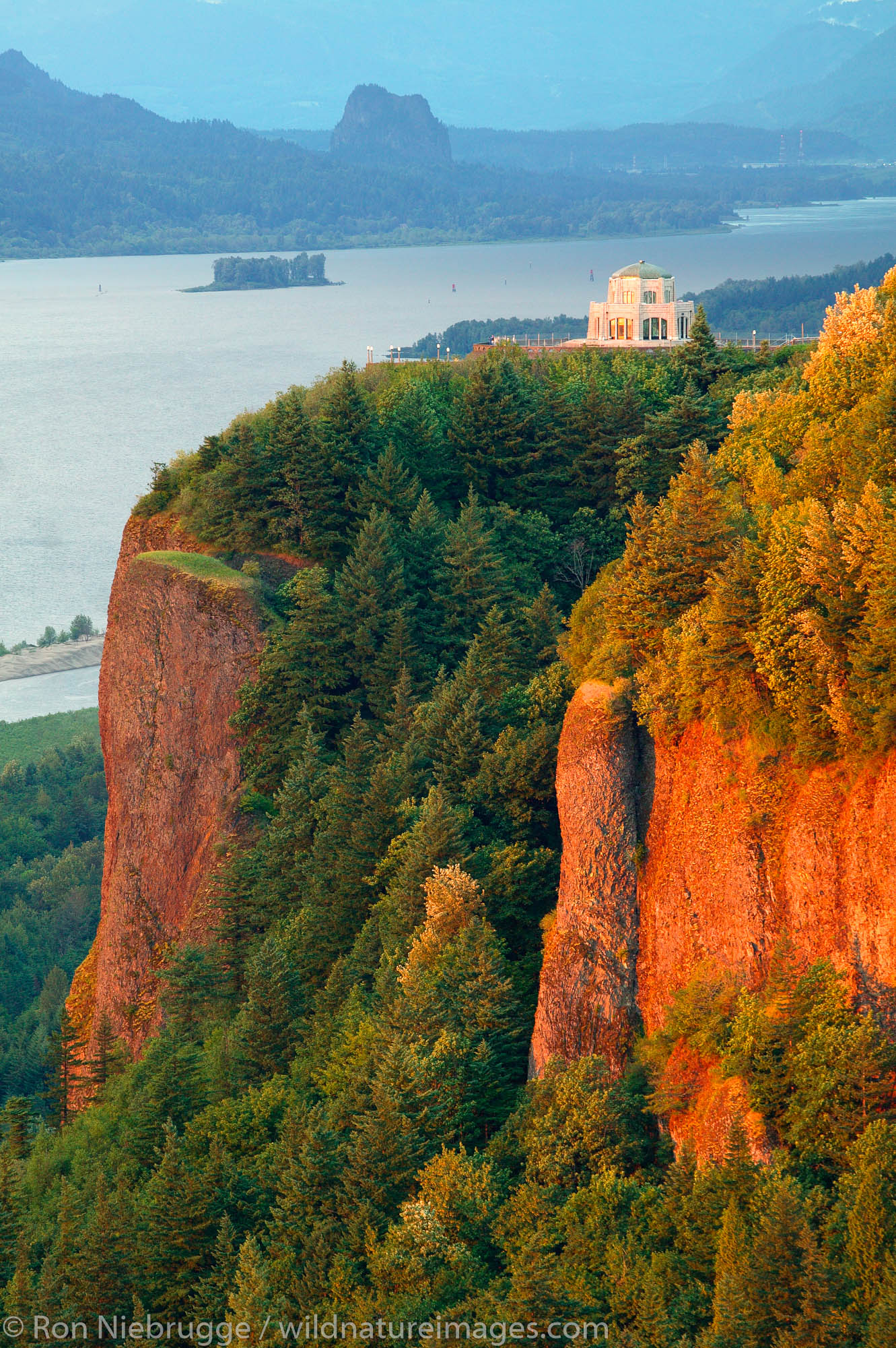 The Vista House at Crown Point State park along the Historic Columbia River Highway, Columbia River Gorge National Scenic Area...