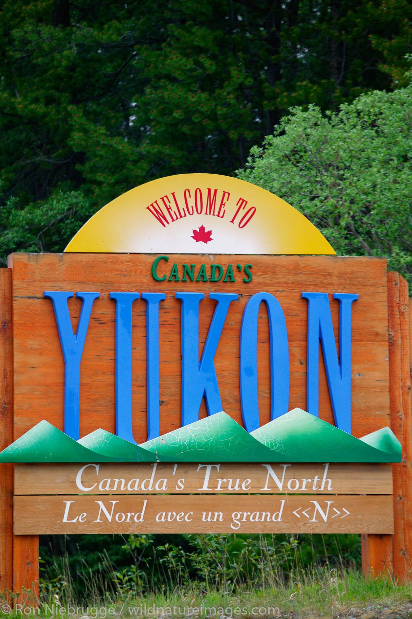 Welcome to Yukon, Canada sign at the Yukon / British Columbia boarder.