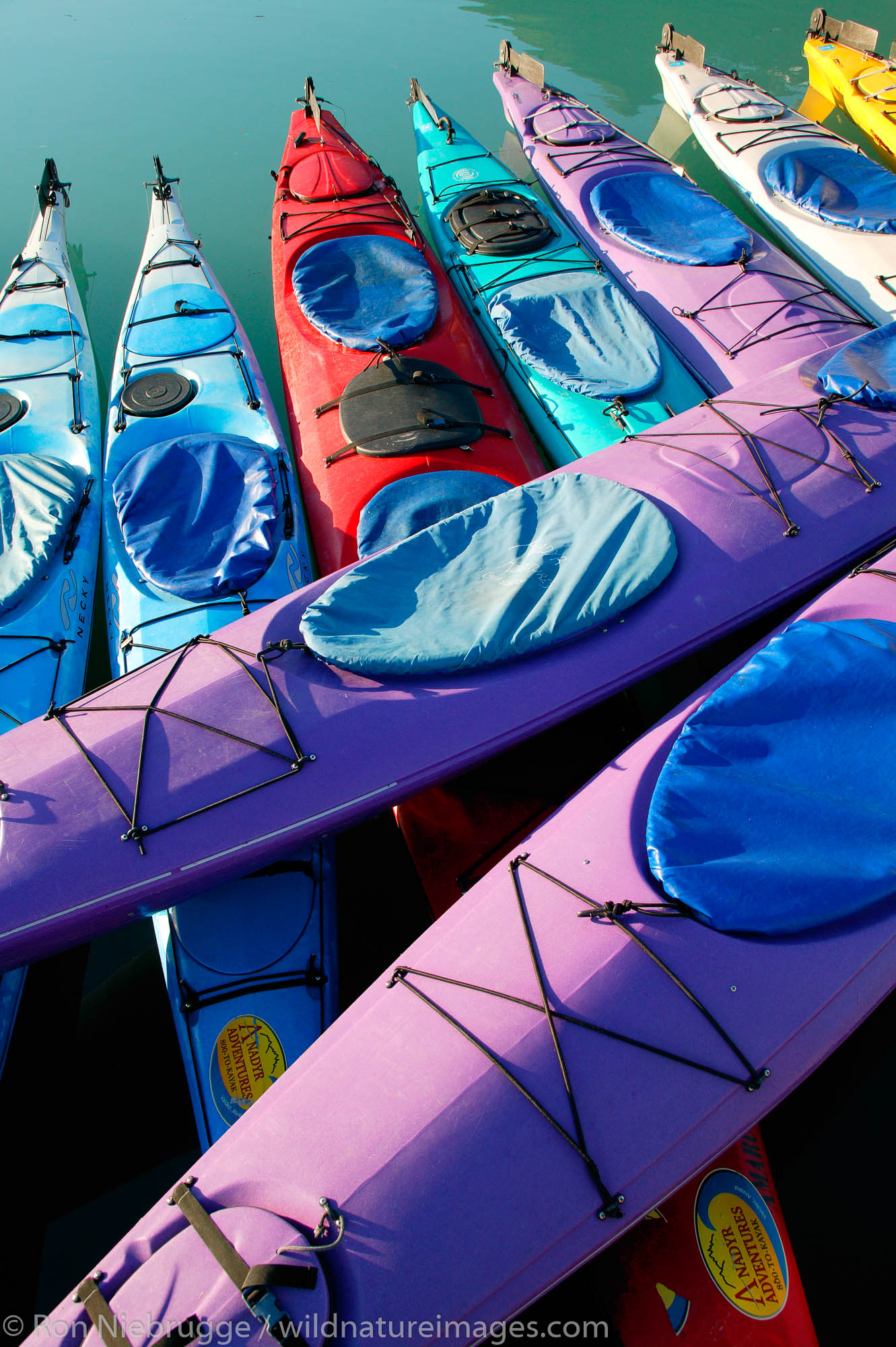 Kayaks in the Valdez Small Boat Harbor, Valdez, Alaska.