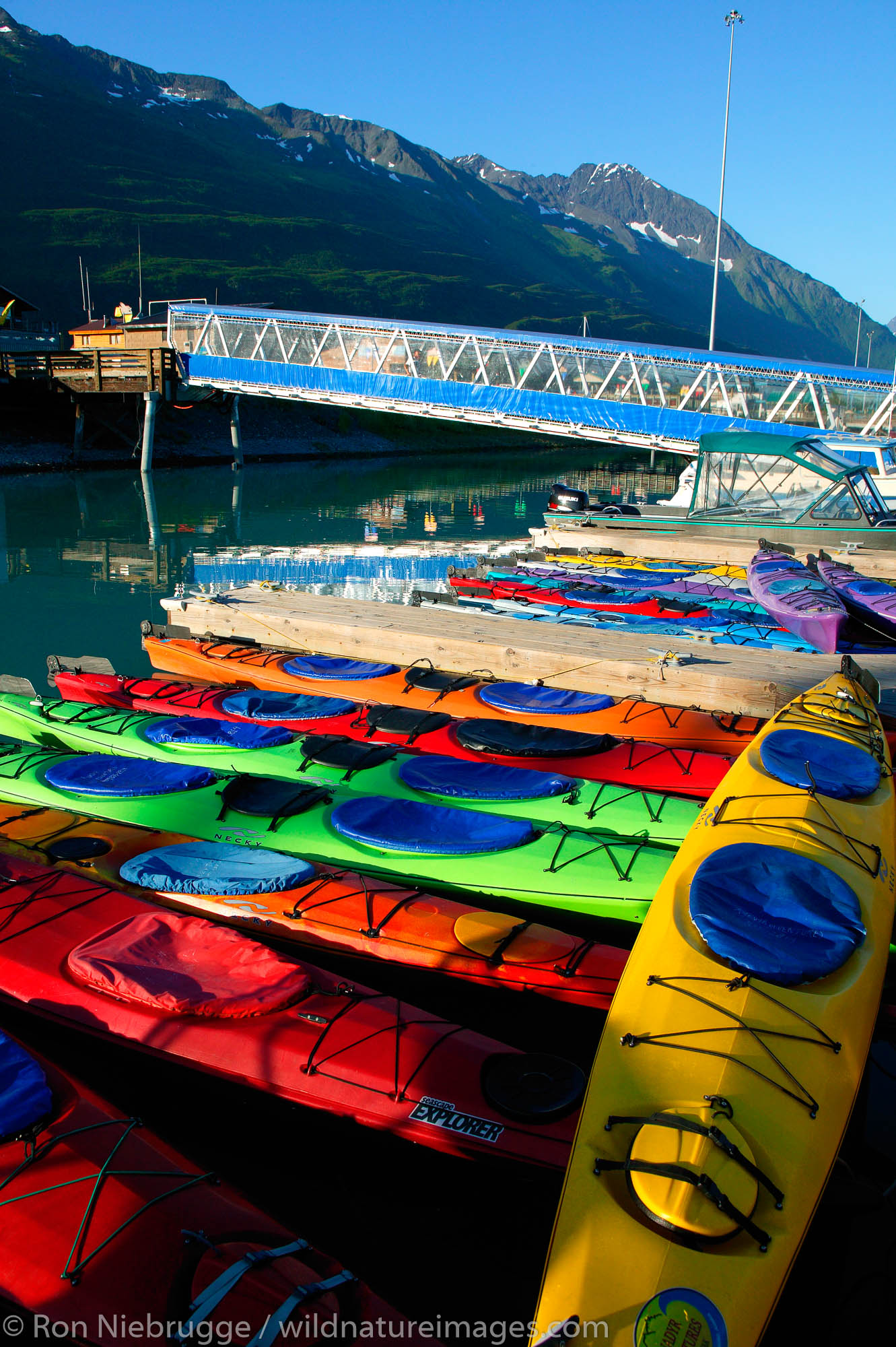 Kayaks in the Valdez Small Boat Harbor, Valdez, Alaska.