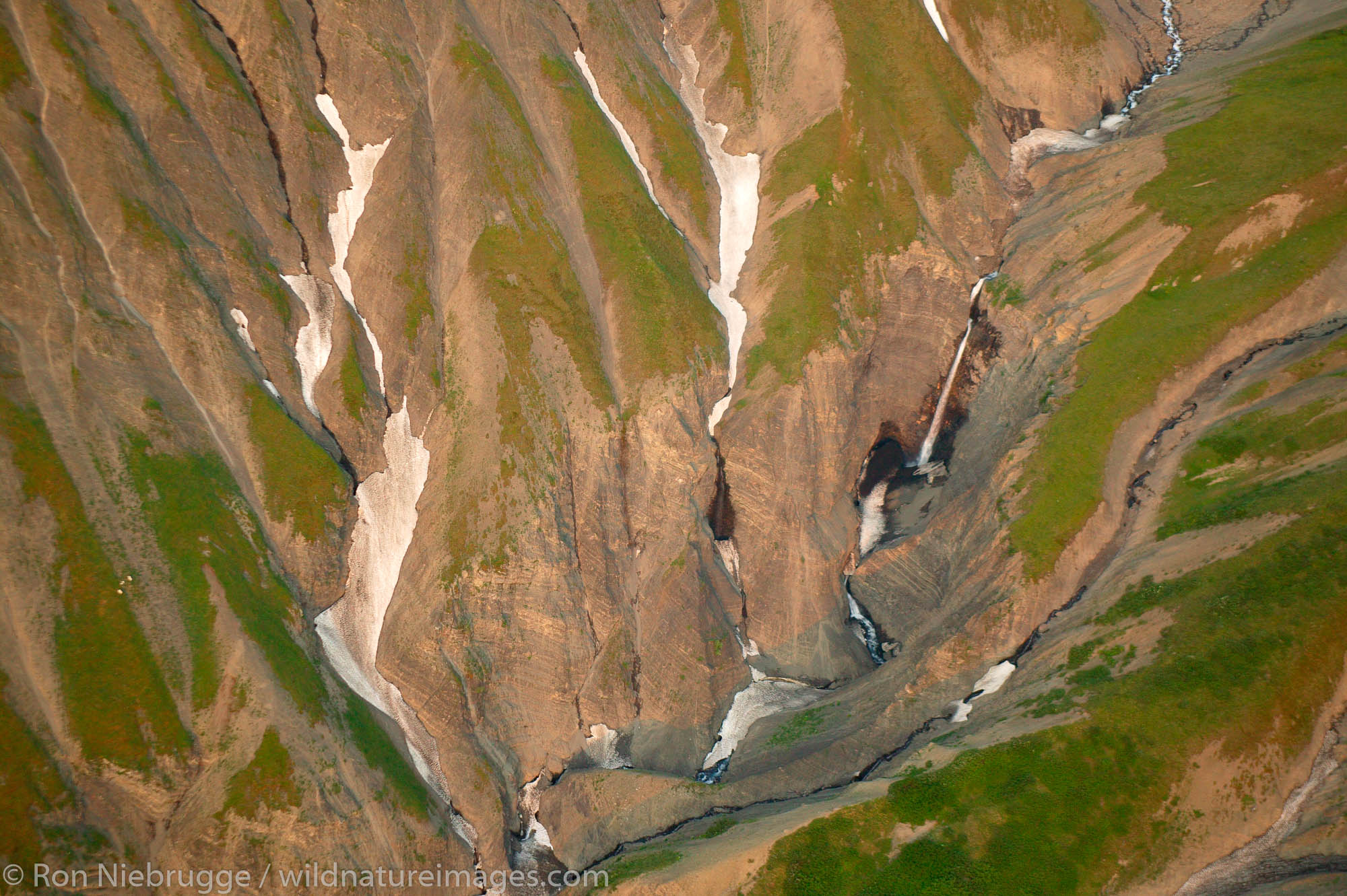 A waterfall in the Wrangell-St. Elias National Park and Preserve, Alaska.