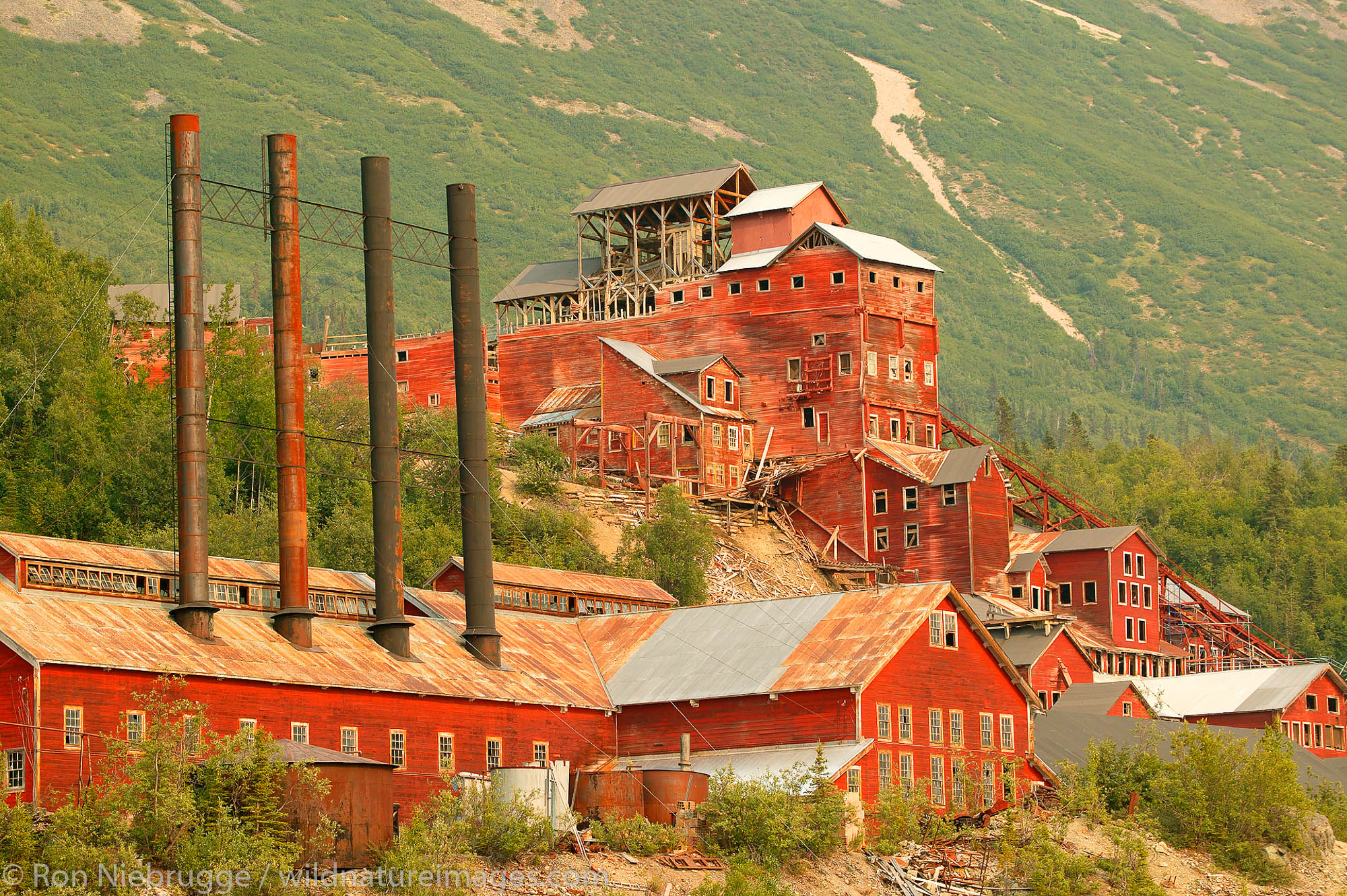 The historic Kennicott Mill built in 1907 by the Kennecott Copper Corporation near McCarthy, Wrangell-St. Elias National Park...