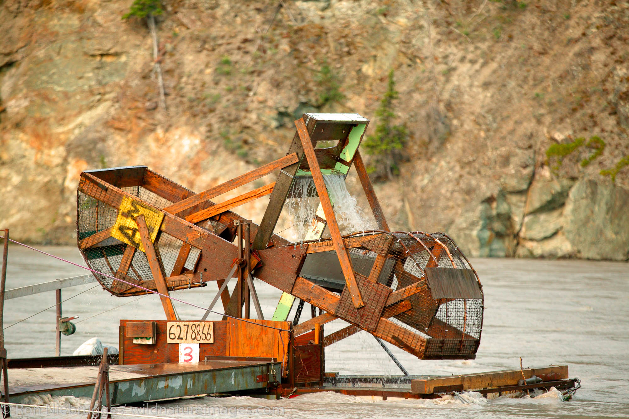 A fish wheel on the Copper River near Chitna, Wrangell-St Elias National Park and Preserve, Alaska.
