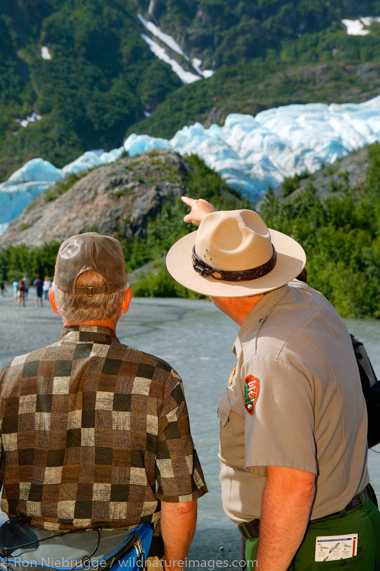 Park Ranger Tom Osborne leads a Ranger Walk at Exit Glacier, Kenai Fjords National Park, near Seward, Alaska.