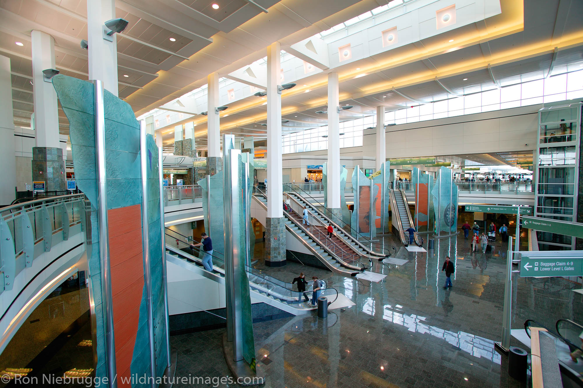 Inside the new (2004) terminal at the Ted Stevens Anchorage International Airport, Anchorage, Alaska.