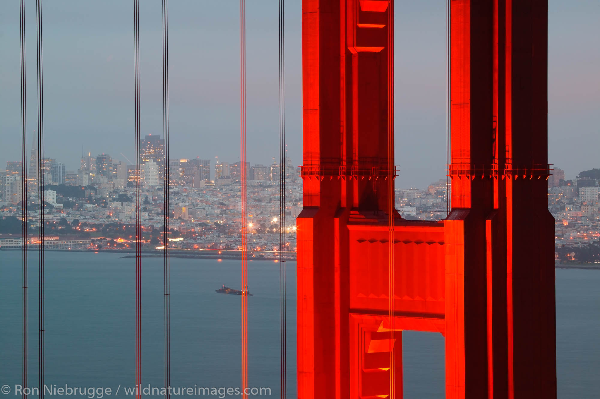 The Golden Gate Bridge in the evening, San Francisco, California.