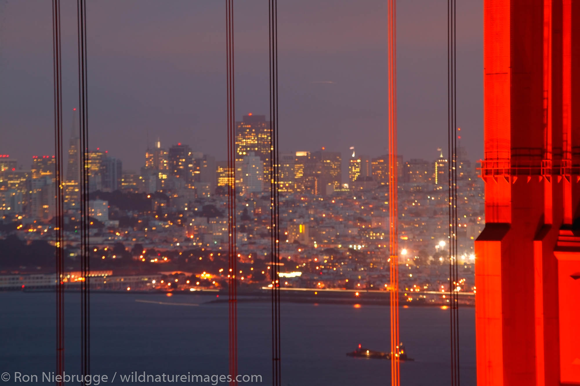 The Golden Gate Bridge in the evening, San Francisco, California.