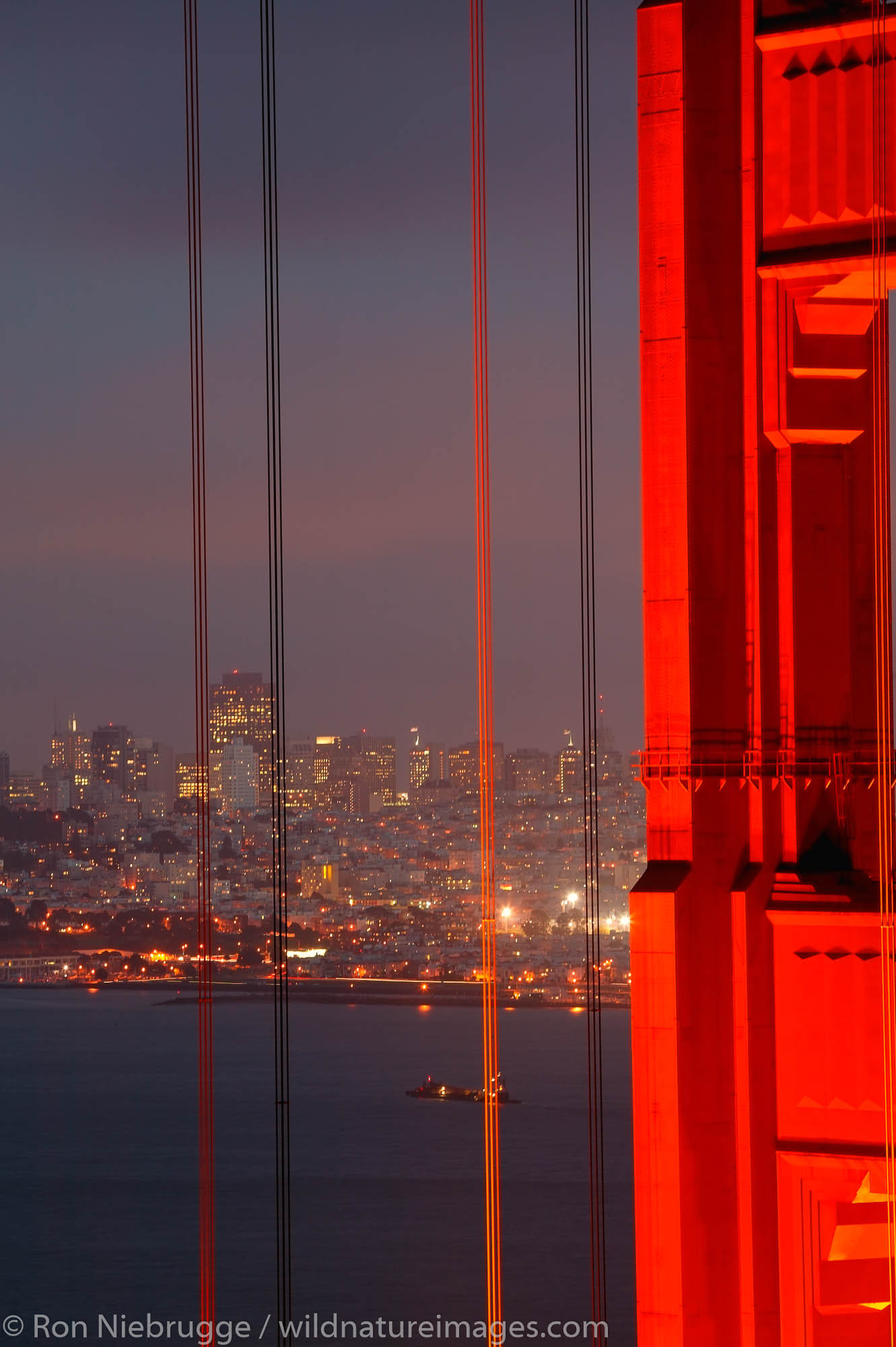 The Golden Gate Bridge in the evening, San Francisco, California.