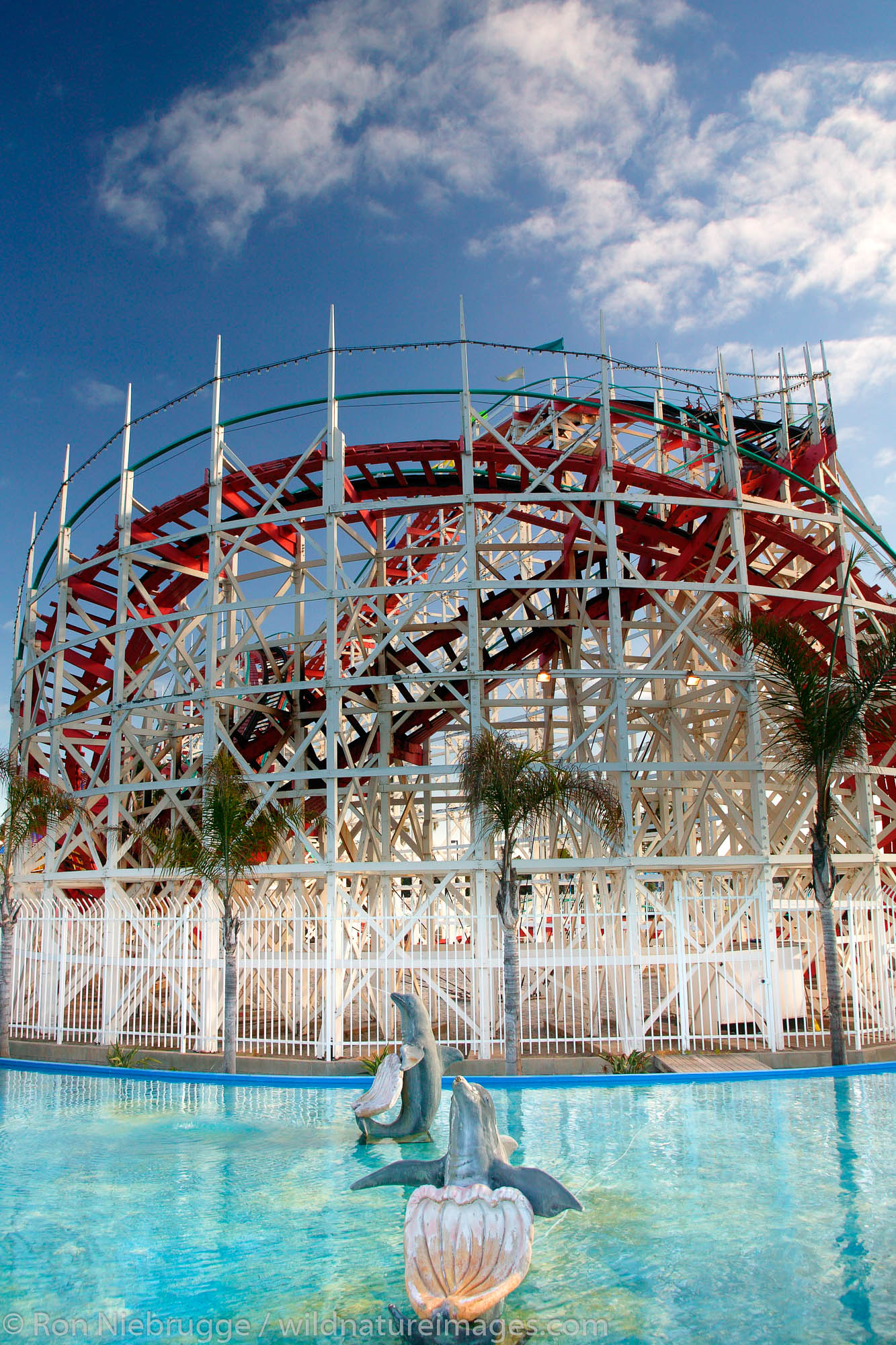 Wooden rollercoaster at Belmont Park at Mission Beach, San Diego, California.