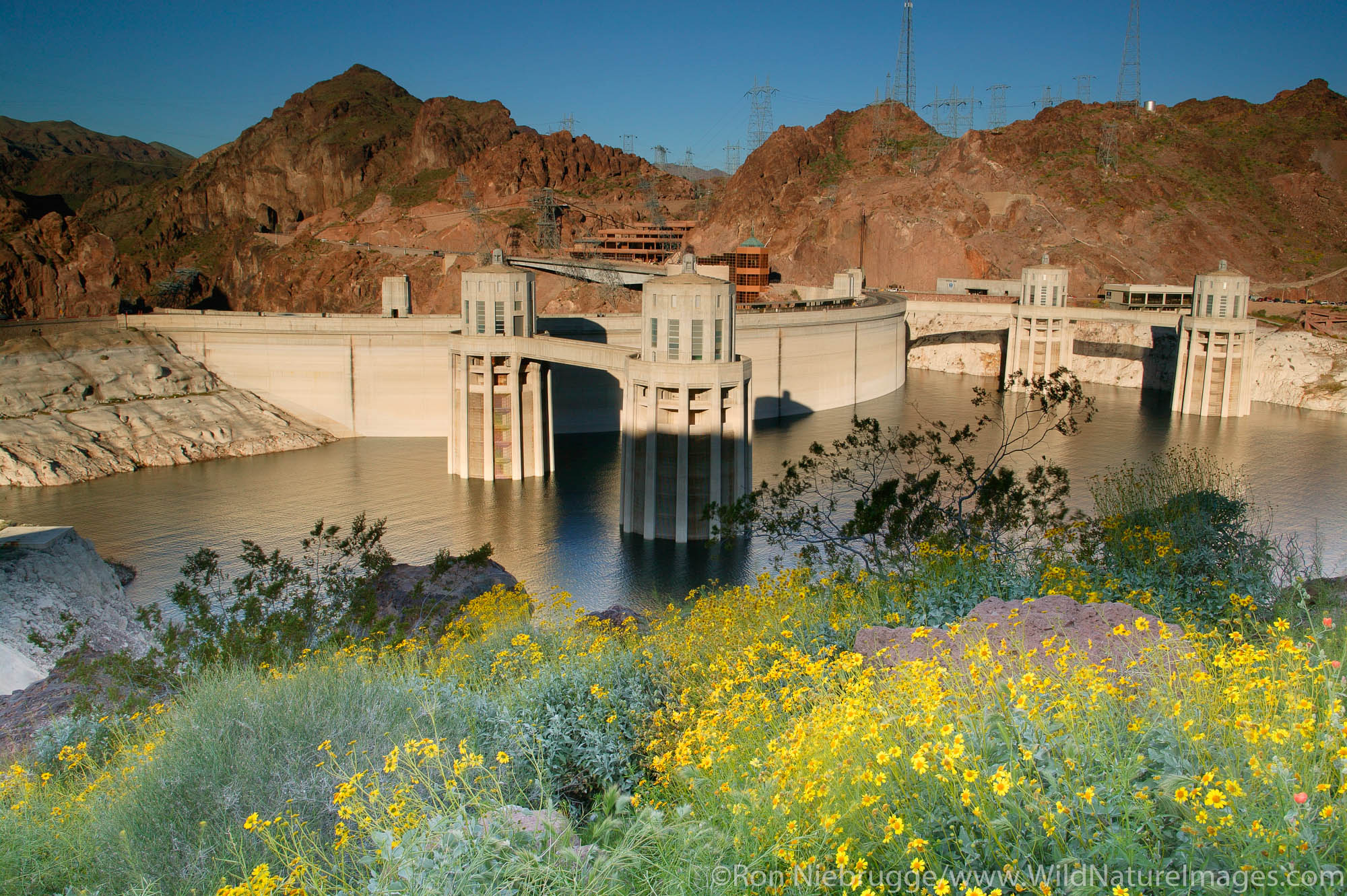 Hoover Dam, Lake Mead Recreation Area, looking towards Nevada from Arizona.