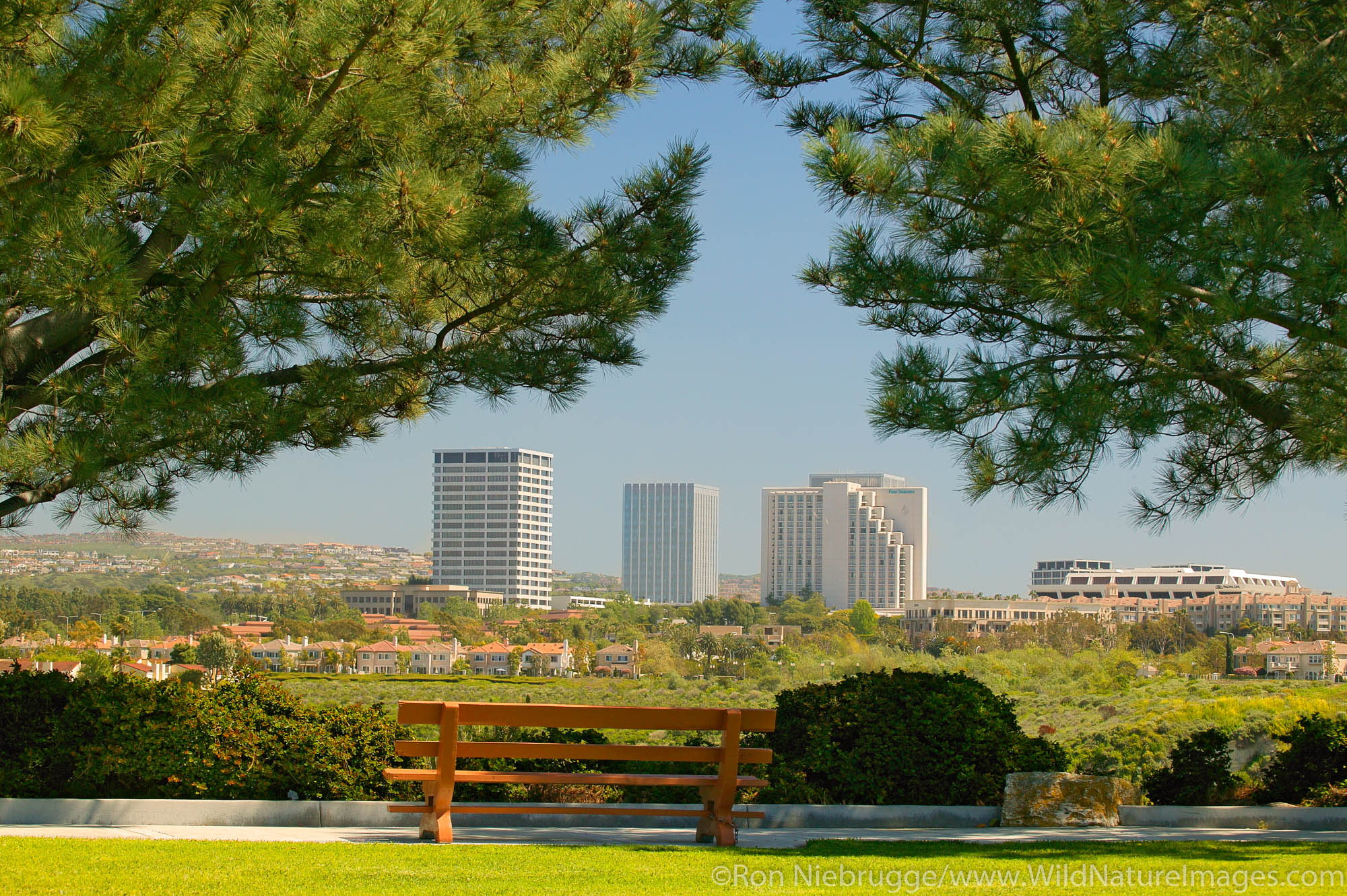 Fashion Island from accross the Back Bay, Newport Beach, California.