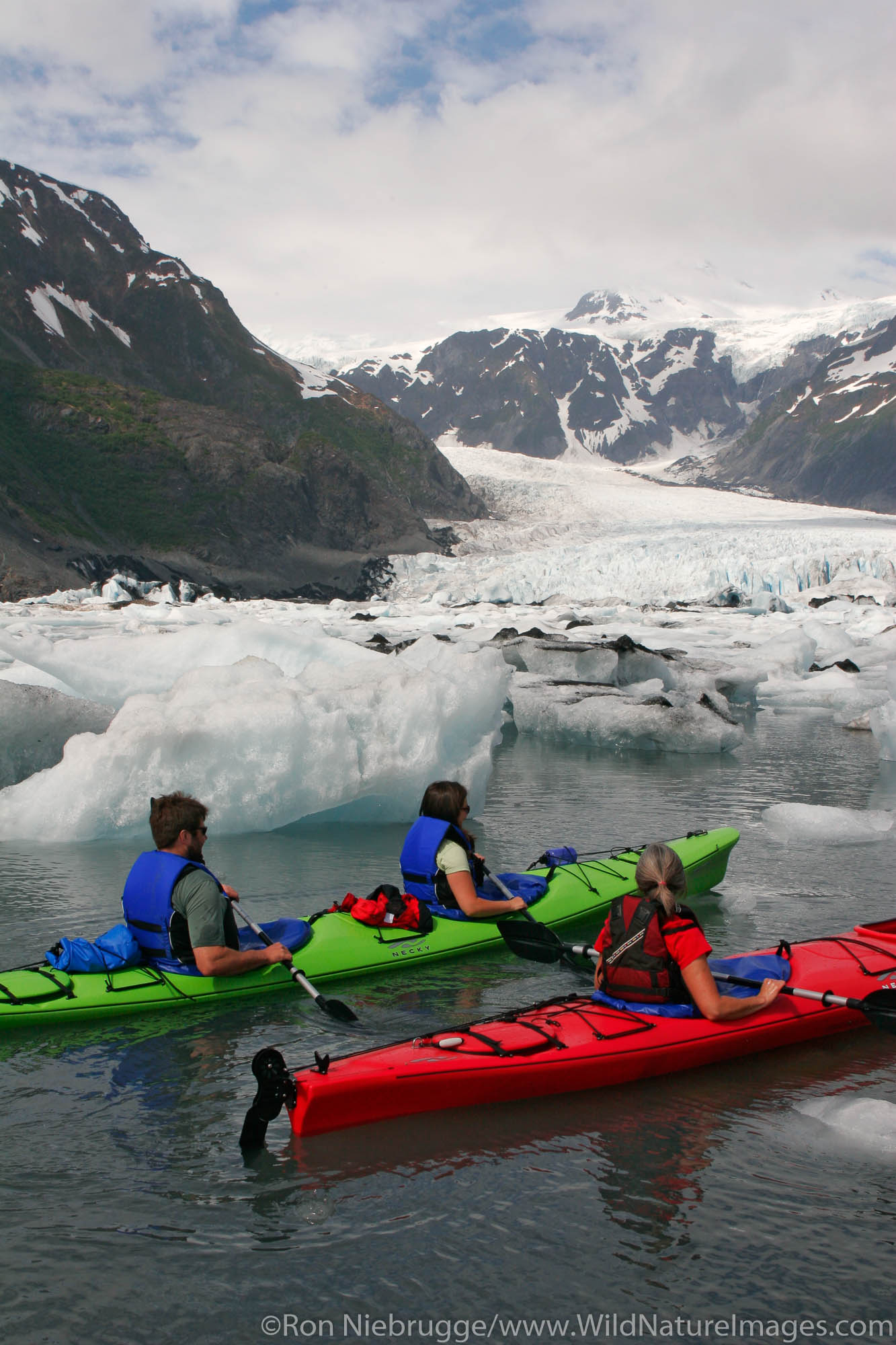 Kayaking in Pedersen Lagoon, Kenai Fjords National Park, Alaska. (model released)