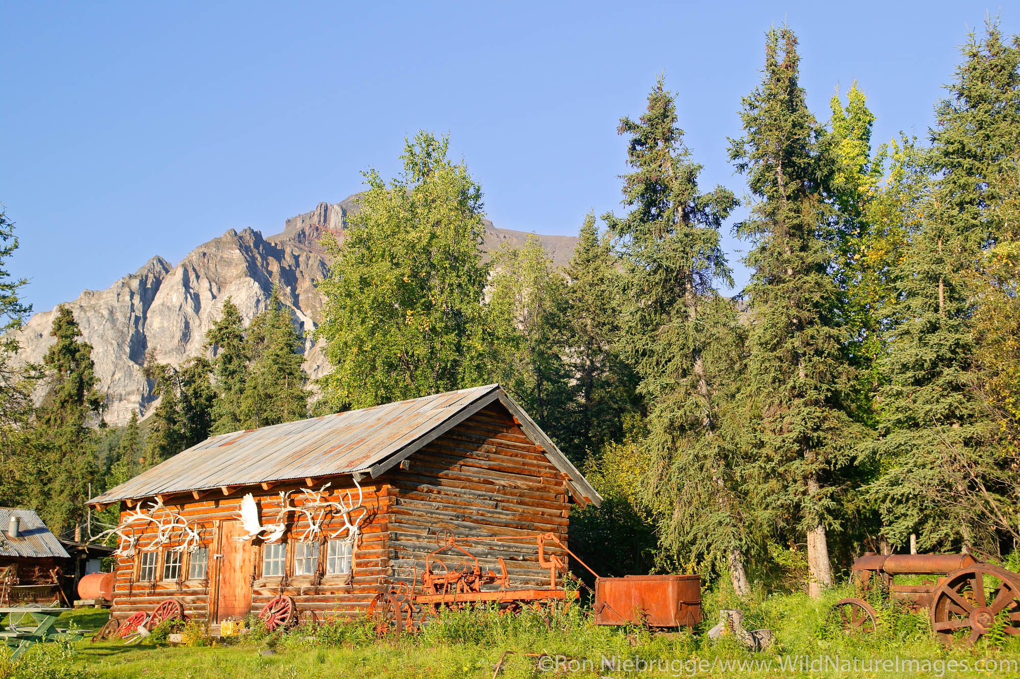 Buildings at the end of the Nabesna Road, Wrangell-St Elias National Park, Alaska.