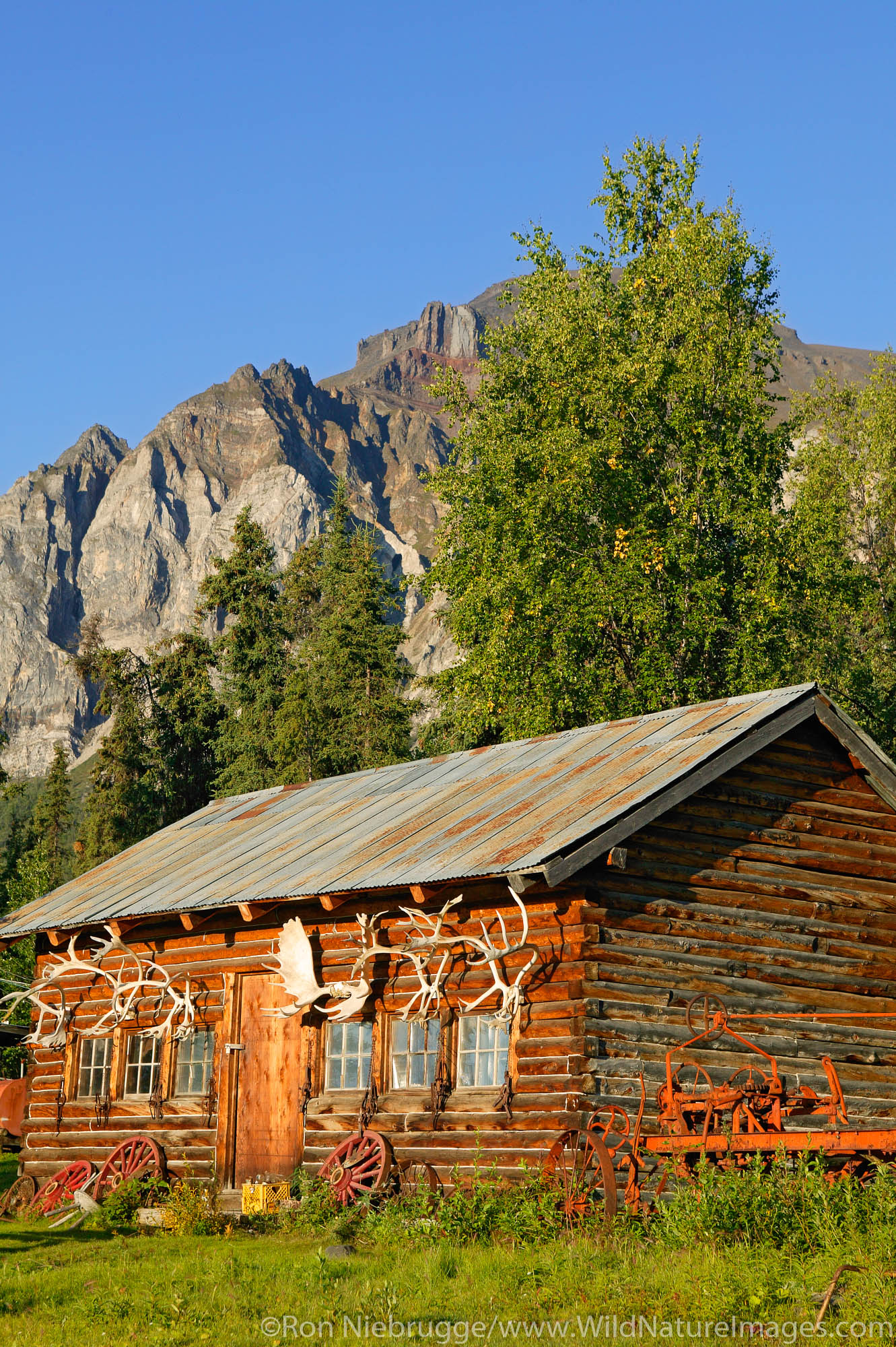 Buildings at the end of the Nabesna Road, Wrangell-St Elias National Park, Alaska.
