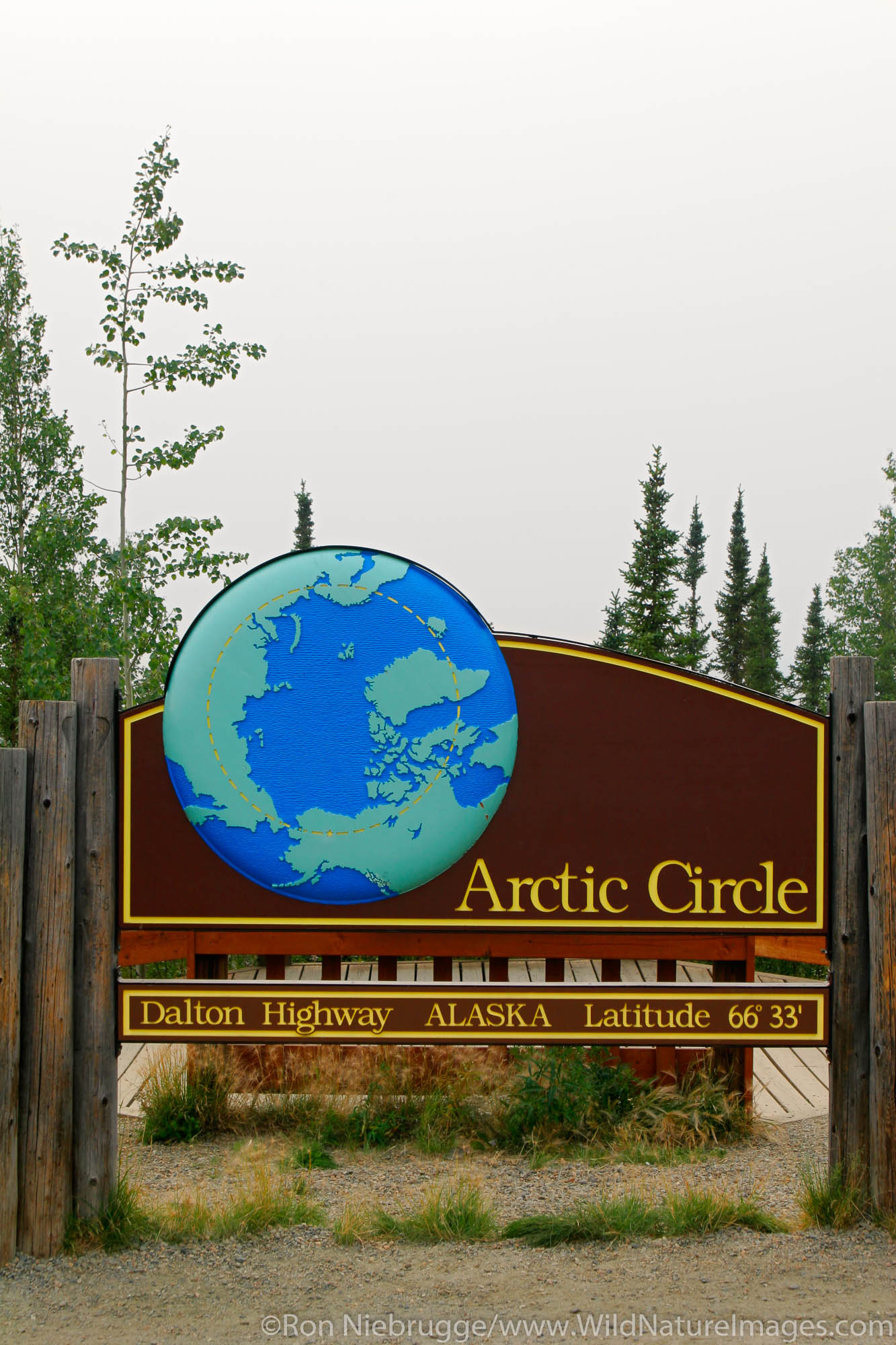 The Arctic Circle sign from along the Dalton Highway, Alaska.