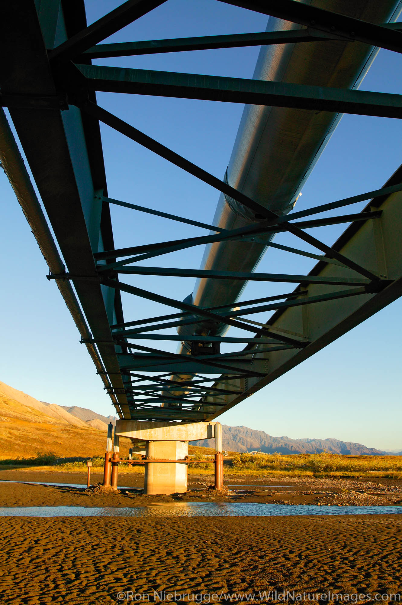 The Trans Alaska Pipeline crosses the Atigun River and the Brooks Range and the Philip Smith Mountains along the western boundary...