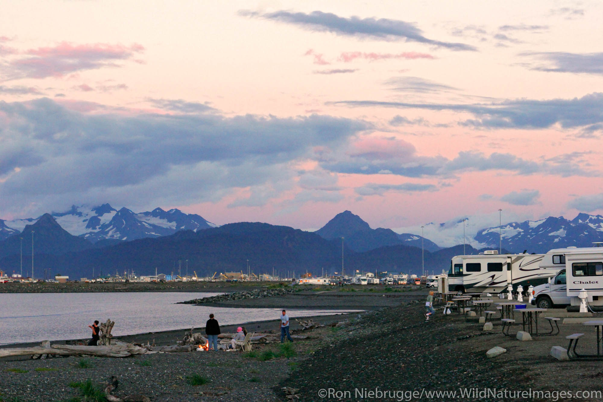 Camping on the shore of Kachemak Bay, Homer, Alaska.