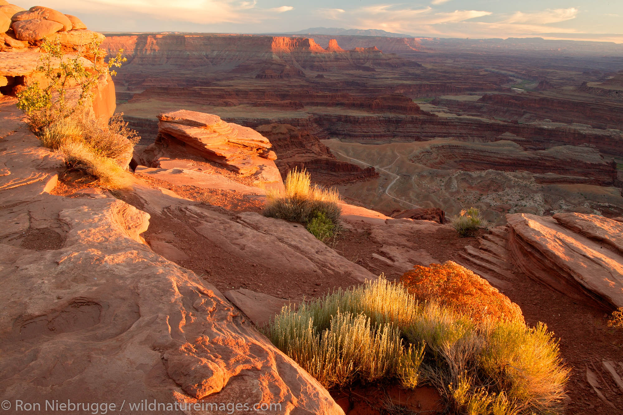 Dead Horse Point Overlook at sunset from Dead Horse Point State Park, near Moab, Utah.