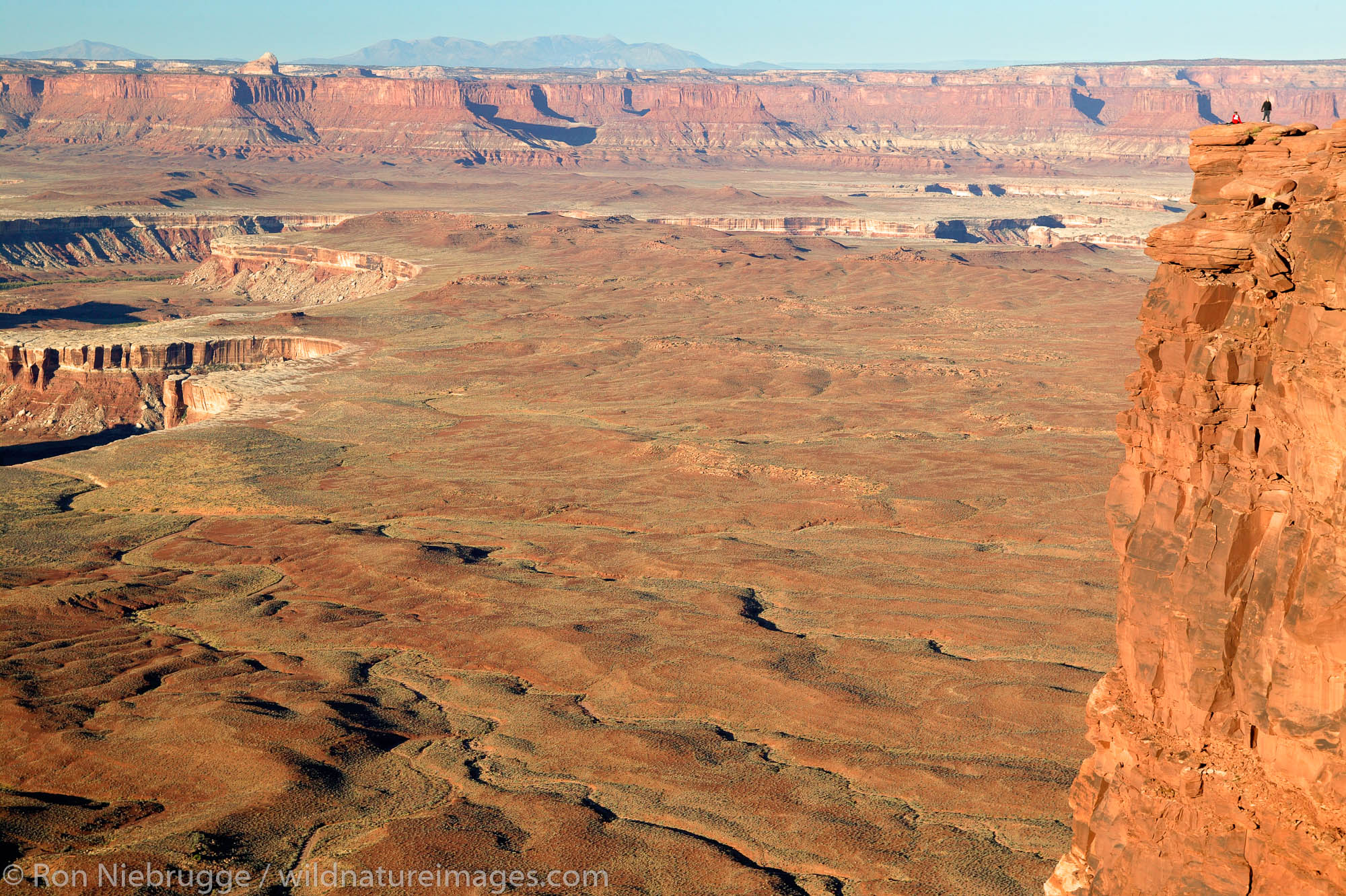 Visitors enjoy the view from the Green River Overlook, Island in the Sky Region, Canyonland National Park, near Moab, Utah.