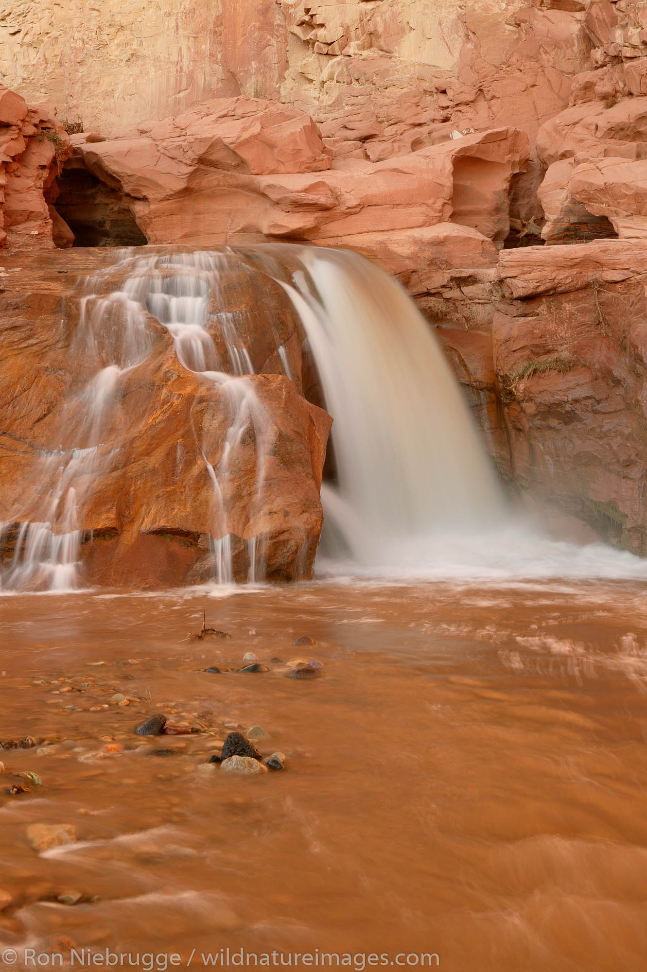 Fremont River forms a small waterfall, Capital Reef National Park, Utah.
