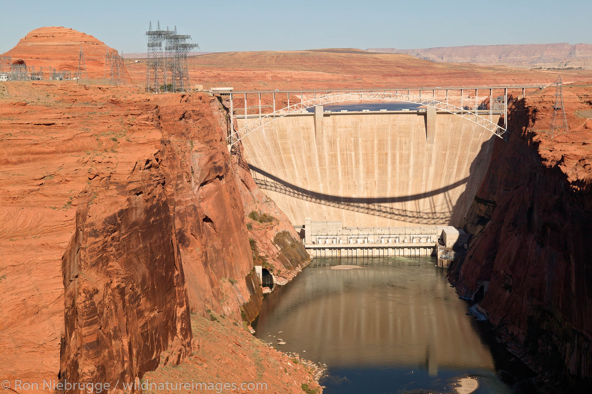 The Glen Canyon Dam on the Colorado River forms Lake Powell, Page, Arizona.