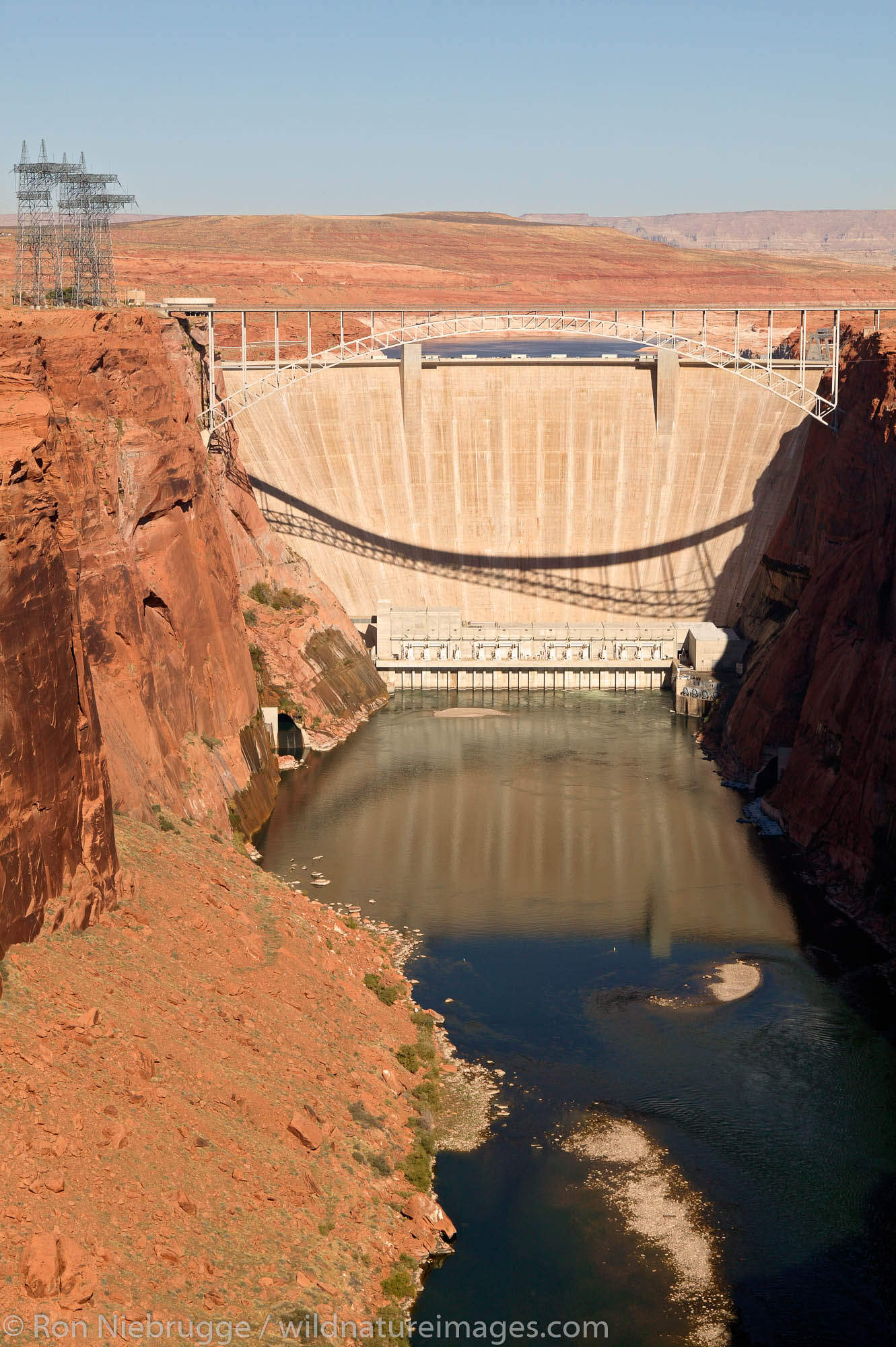 The Glen Canyon Dam on the Colorado River forms Lake Powell, Page, Arizona.