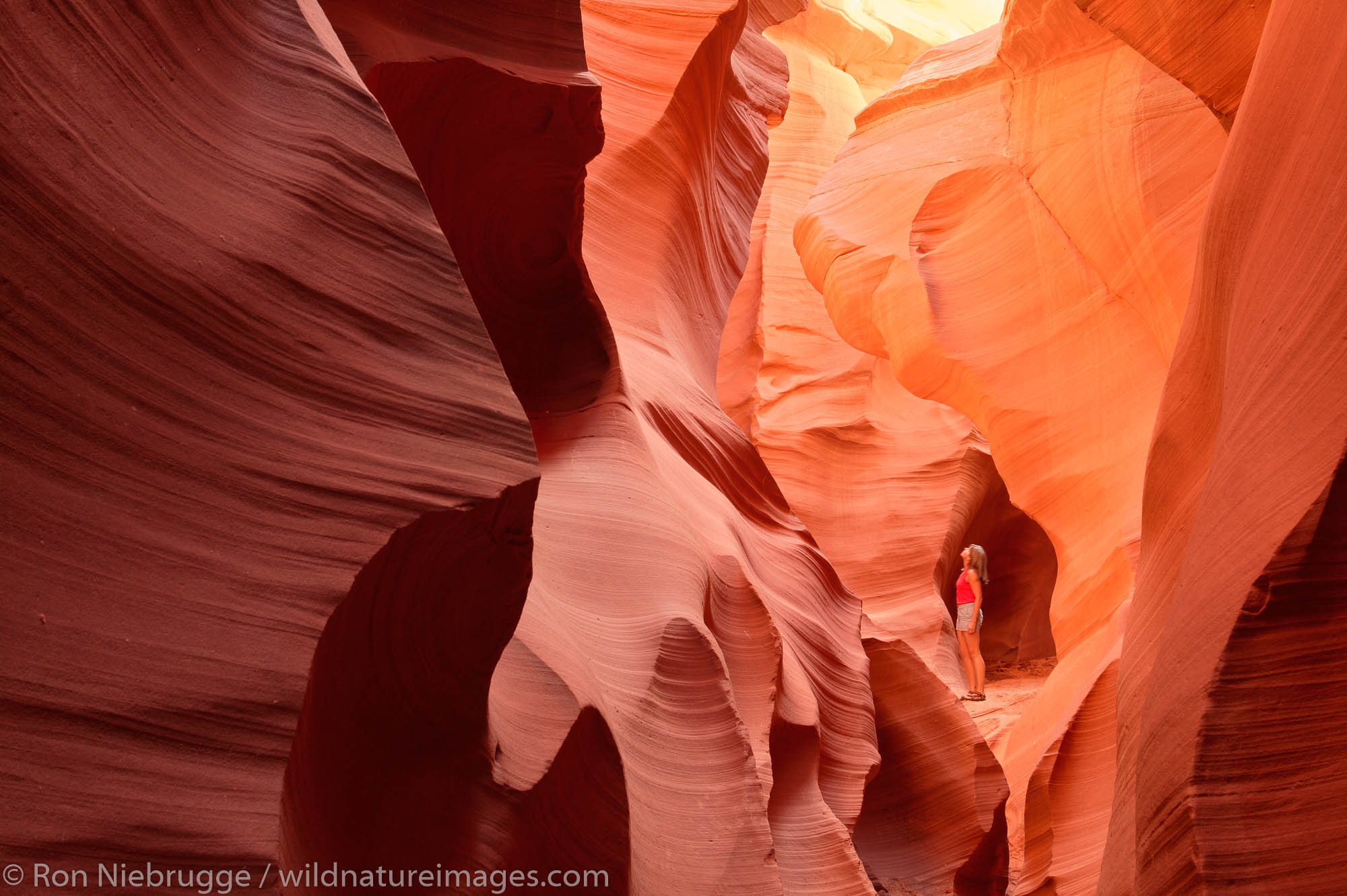A visitor to the Lower Antelope Canyon, near Page, Arizona. (model released)