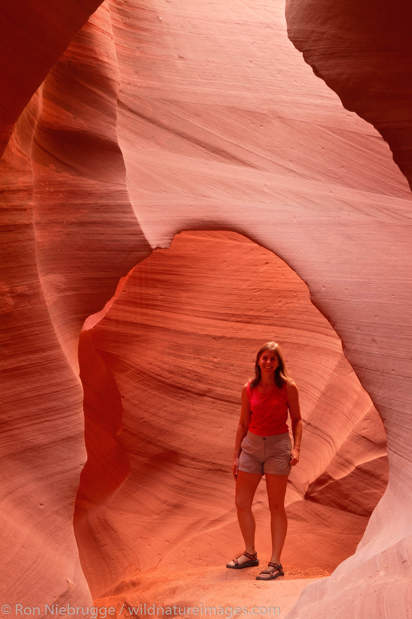 A visitor to the Lower Antelope Canyon, near Page, Arizona. (model released)