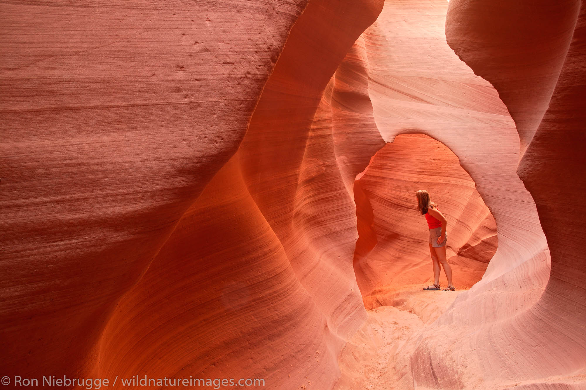 A visitor to the Lower Antelope Canyon, near Page, Arizona. (model released)