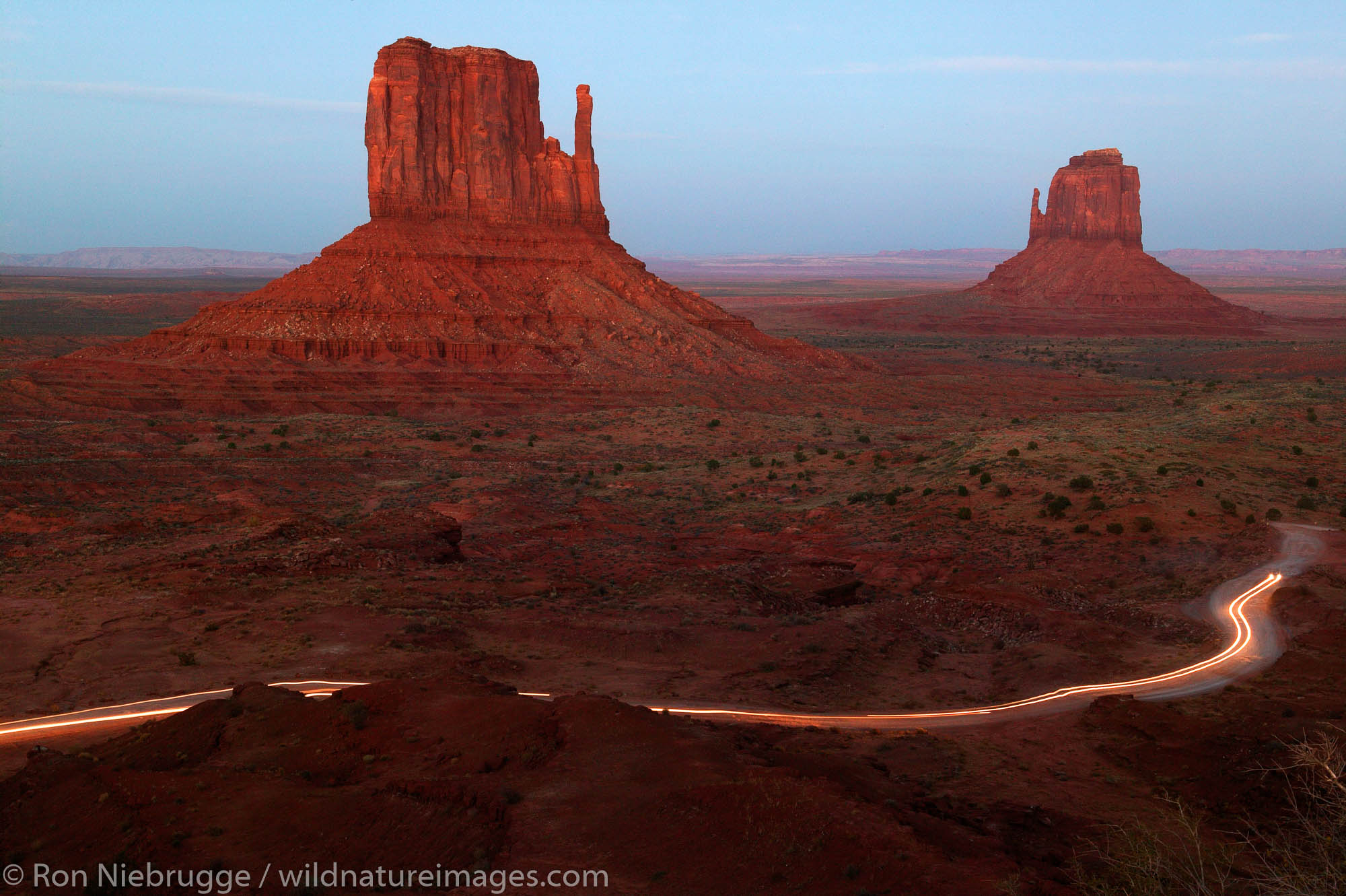 Vehicles leaving Monument Valley Navajo Tribal Park, Utah.