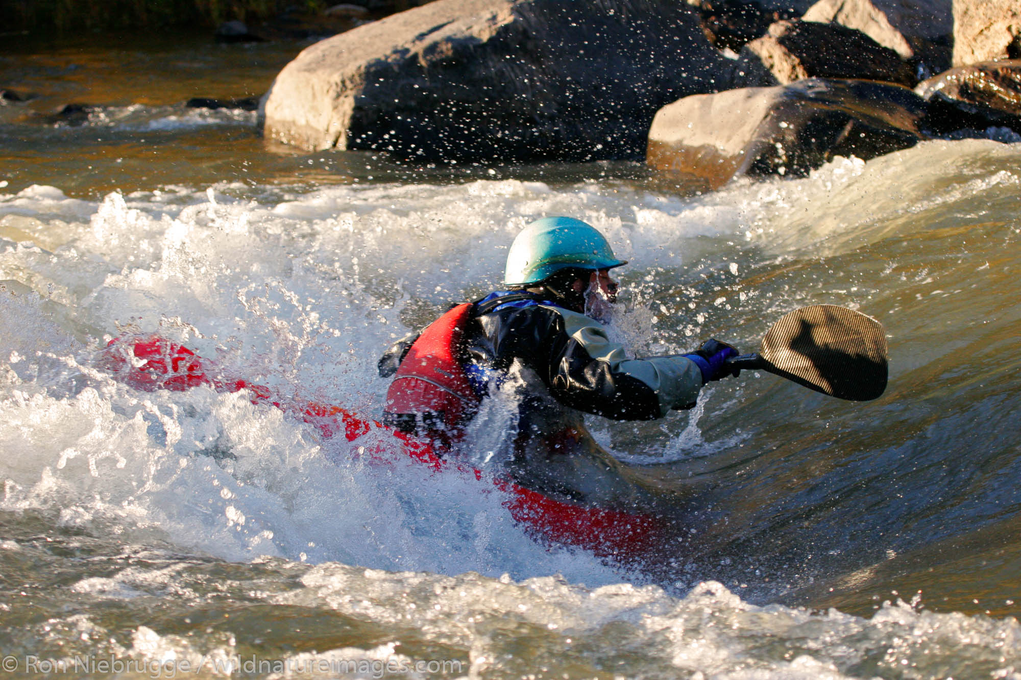Photographer and adventurer John Fullbright kayaking on the Rio Grande river near Taos, New Mexico.